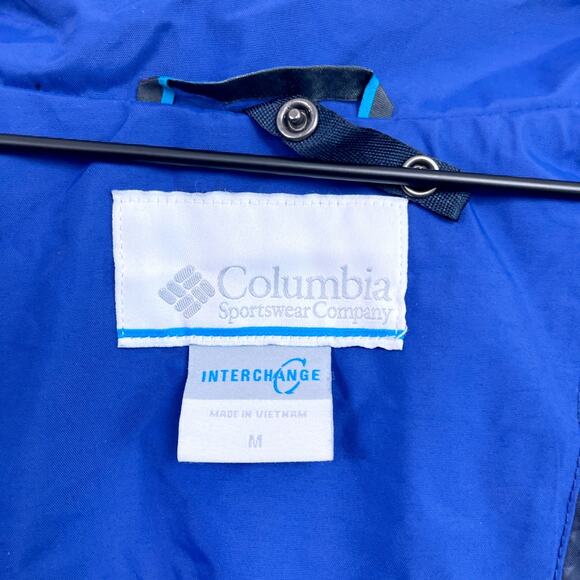 Columbia 3 in 1 Interchange Ski Jacket Blue Nylon Fleece Waterproof Mens Medium - Picture 9 of 15